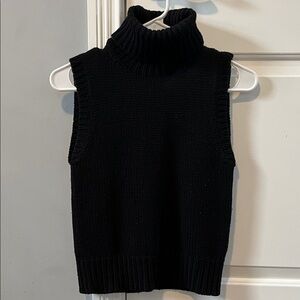 DKNY Black Sleeveless Turtleneck Sweater Vest